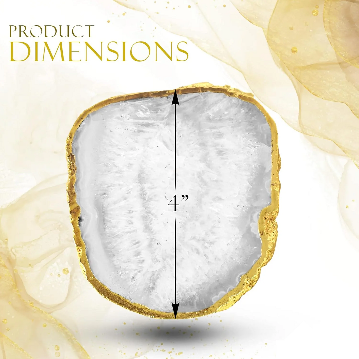 Natural Agate Coasters - Sliced White Natural Brazilian Gemstone, 3-4" Size – Set of 4