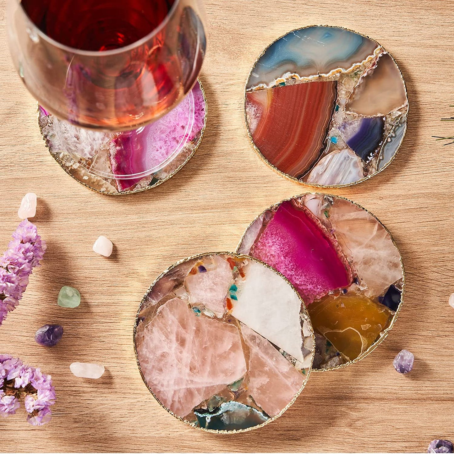 Rainbow Agate Coasters – Set of 4