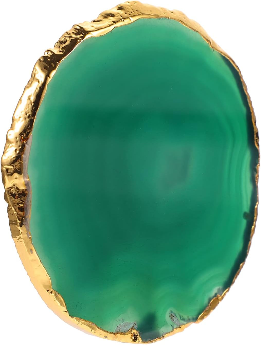 Green Gold Rimmed Agate Coasters - Set of 4 8-10Cm