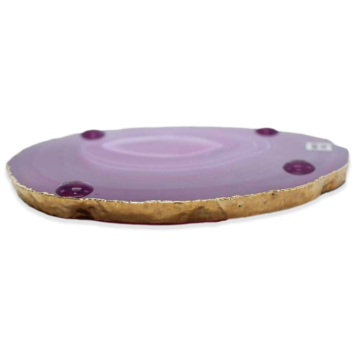 Pink Gold Rimmed Agate Coasters - Set of 4