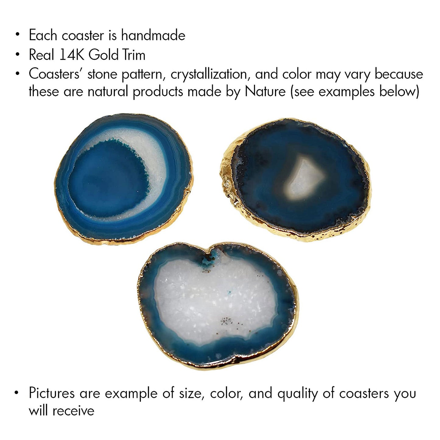 Teal Agate Coasters - Set of 4