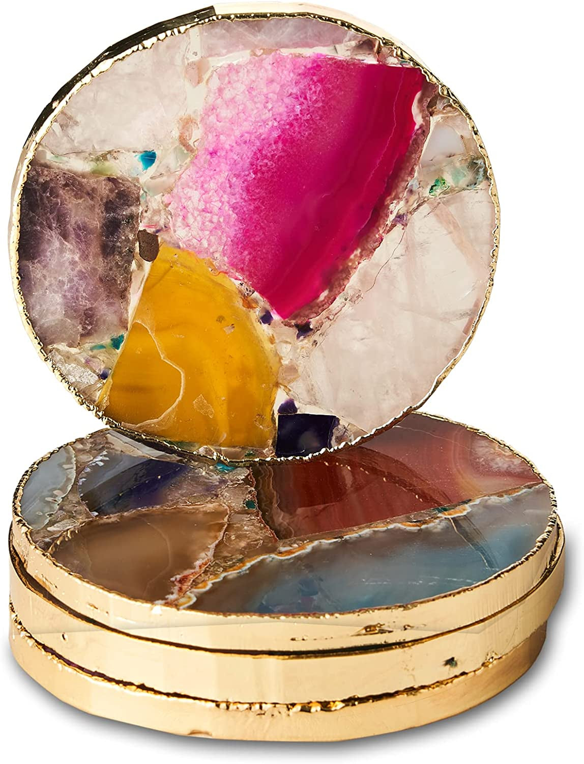 Rainbow Agate Coasters – Set of 4