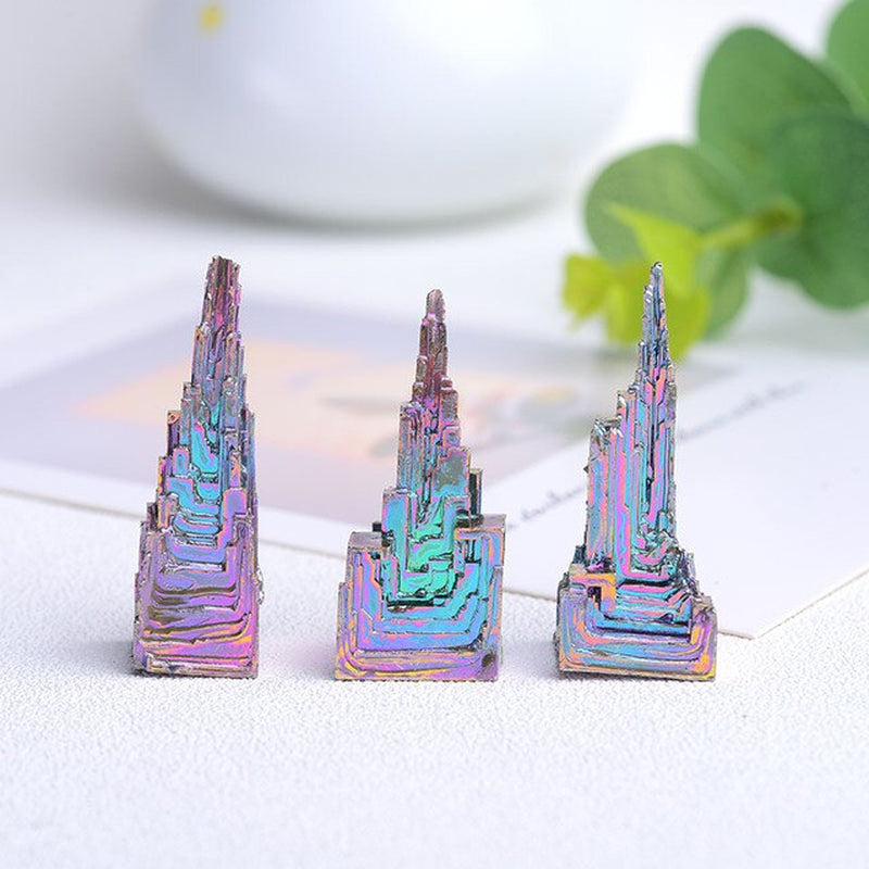 1Piece Natural Bismuthmetal Quartz Pyramid Bismuth Ore Quartz Gemstone Reiki Healing Stone Home Decoration Raw Crystals