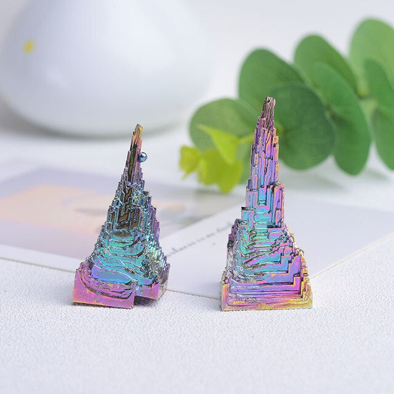 1Piece Natural Bismuthmetal Quartz Pyramid Bismuth Ore Quartz Gemstone Reiki Healing Stone Home Decoration Raw Crystals