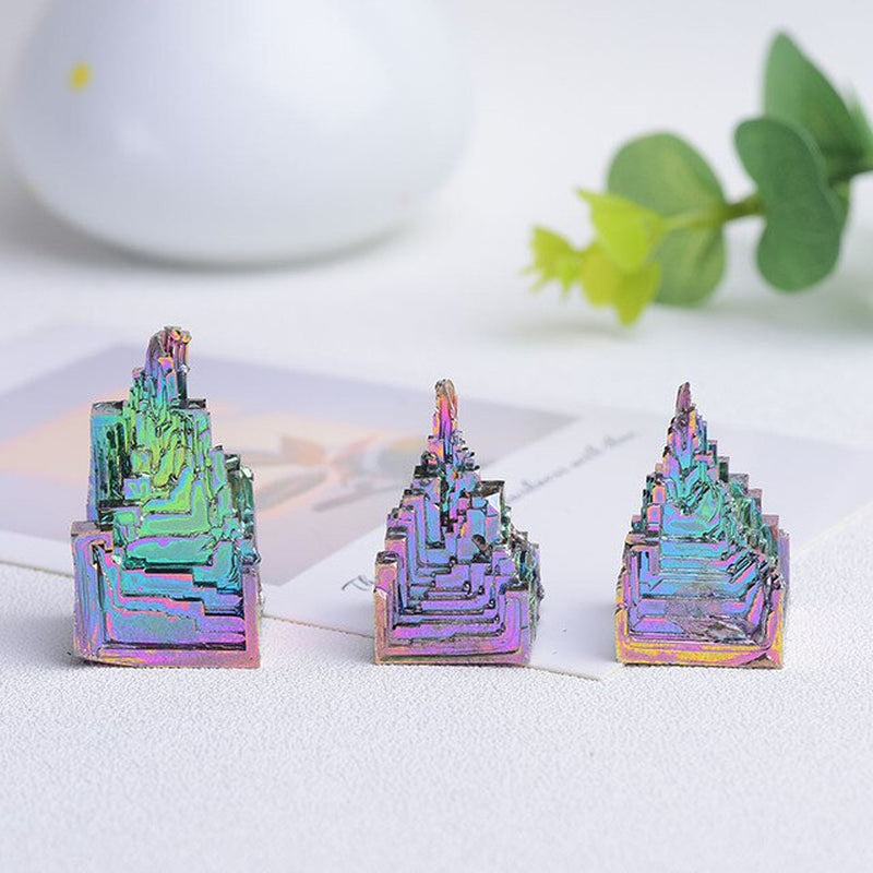 1Piece Natural Bismuthmetal Quartz Pyramid Bismuth Ore Quartz Gemstone Reiki Healing Stone Home Decoration Raw Crystals