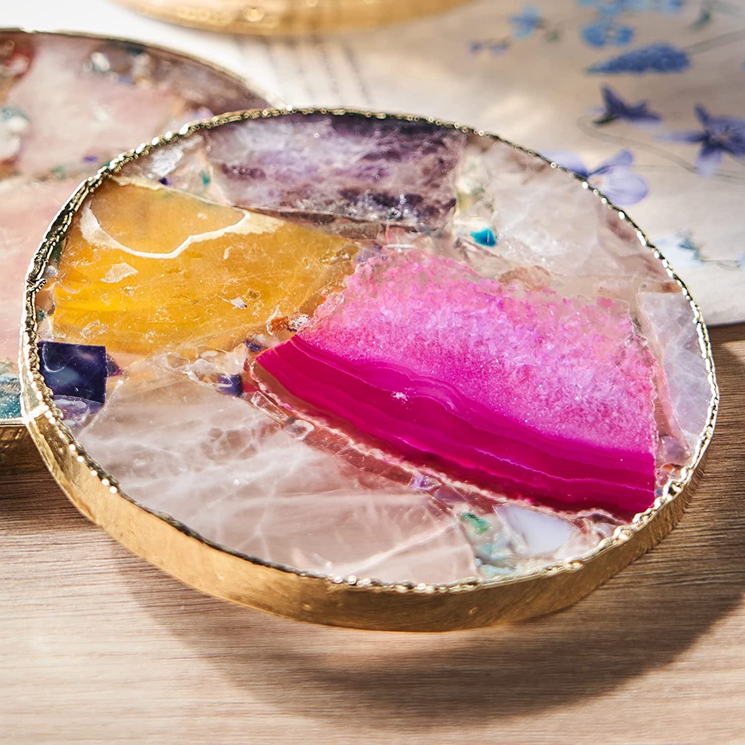 Rainbow Agate Coasters – Set of 4