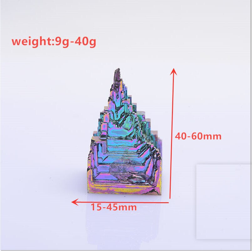 1Piece Natural Bismuthmetal Quartz Pyramid Bismuth Ore Quartz Gemstone Reiki Healing Stone Home Decoration Raw Crystals